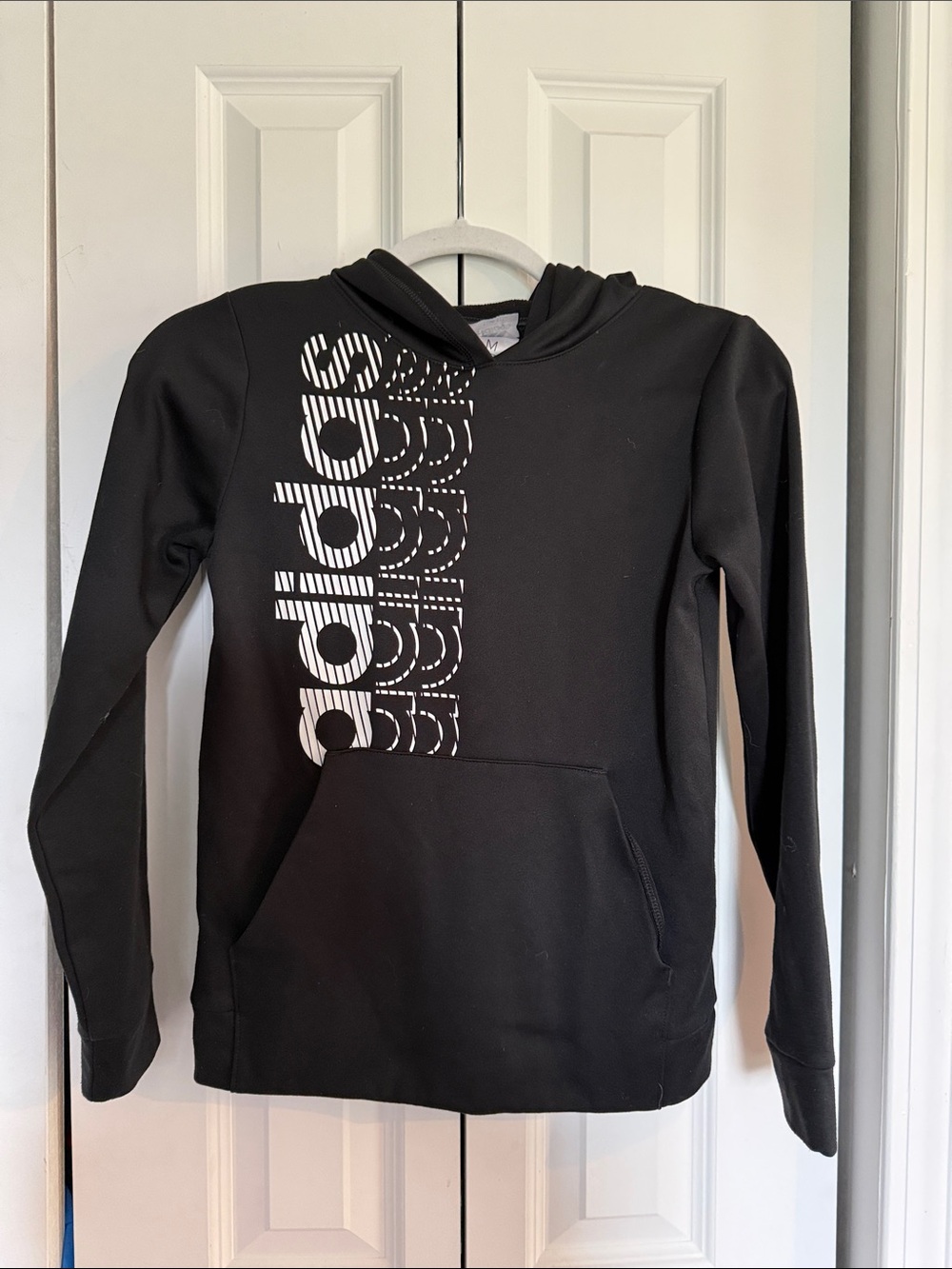adidas Black Hoodie with Vertical White Logo